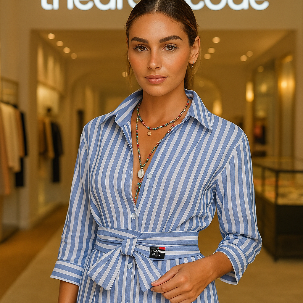 Дамска плажна риза Blue Stripe SS25-Thedresscode