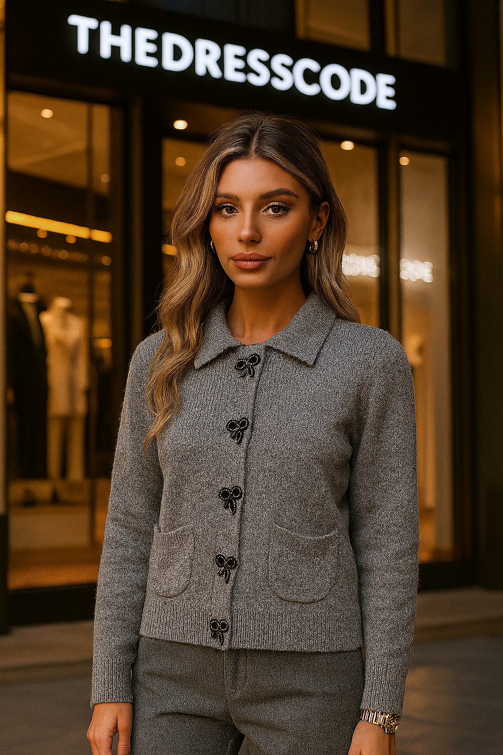 Дамска жилетка Bow buttons SS25-https://detail.1688.com/offer/857761375527.html?spm=a261y.7663282.1081181309116.1.2d4c5369gr9Wcz-Thedresscode