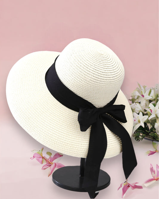 Дамска сламена шапка Ganni SS24-Дамска лятна шапка White Flowers SS24-Thedresscode