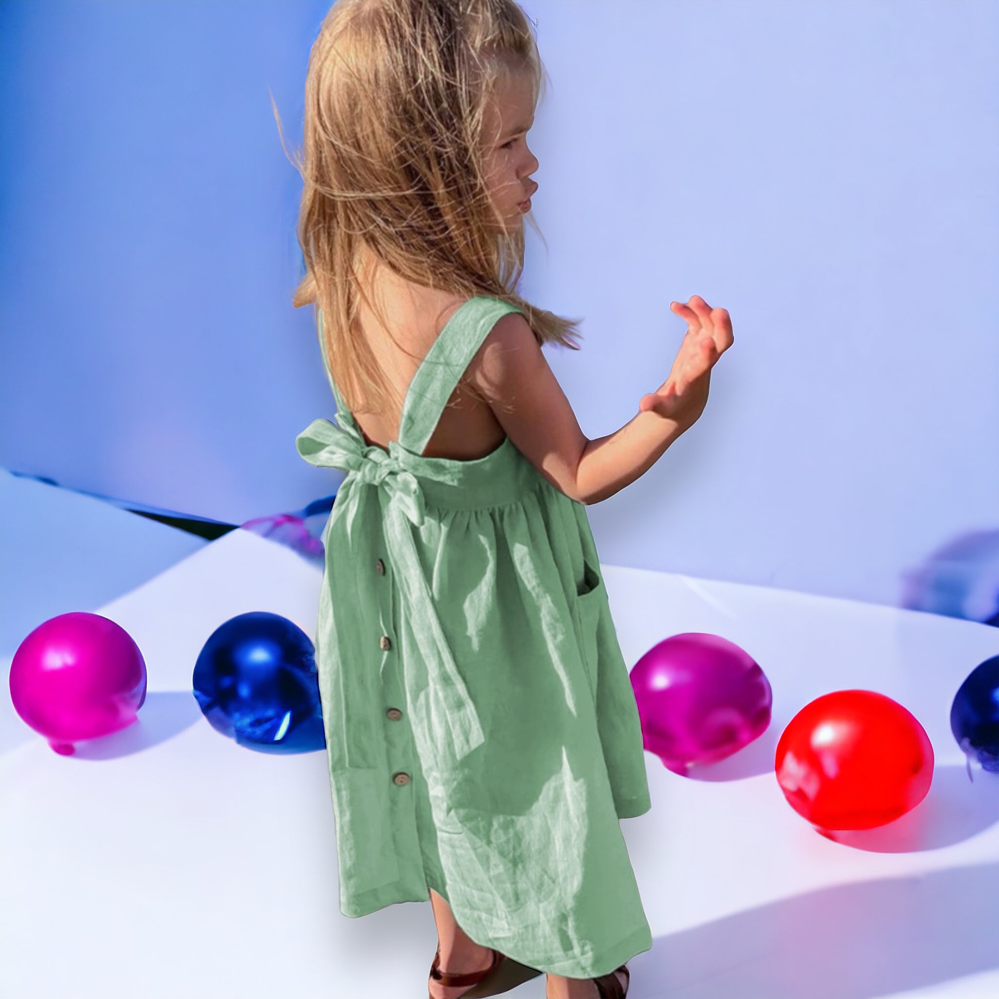 Детска рокля Side buttons ** SALE 24 **-Детска рокля Side buttons SS24-Thedresscode