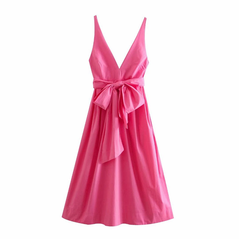 Дамска рокля V-neck Pink Rose **SALE**-Дамска рокля V-neck Pink Rose-Thedresscode