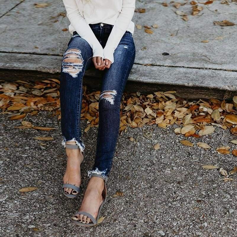 Дамски дънки - Ripped Jeans-дамски дънки-Thedresscode