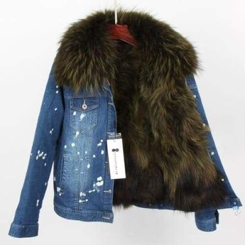Дамско зимно яке - Dark Jeans Greenfur-Thedresscode