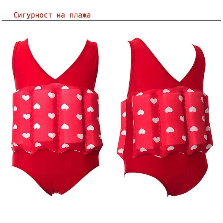 Детски Бански с пояс Swimtrainer Red Hearts ** SALE **-Детски Бански с пояс - Red Hearts-Thedresscode