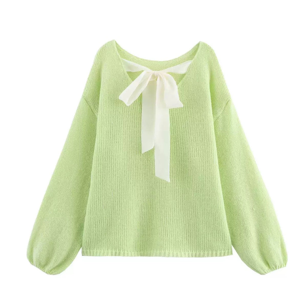 Дамски пуловер Green Elegance Bow SS27