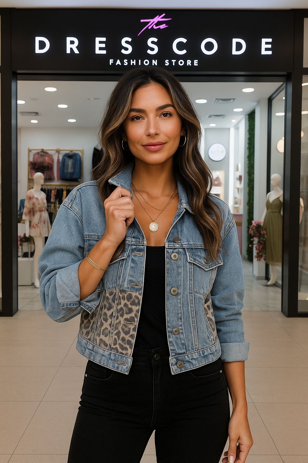 Дамско яке Denim Leopard SS25-Дамско яке Denim Leopard 24'-Thedresscode