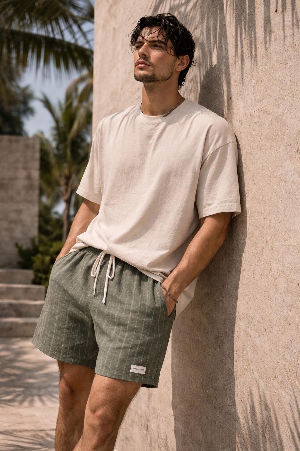 Мъжки къси панталони Elite Stripe Green SS26