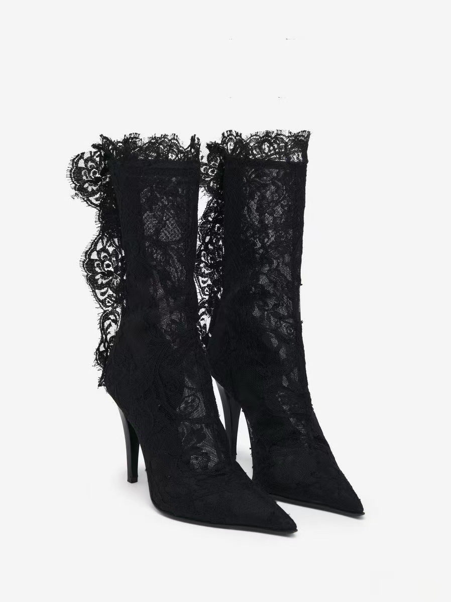 Дамски дантелени боти  LACE NOIR SS27