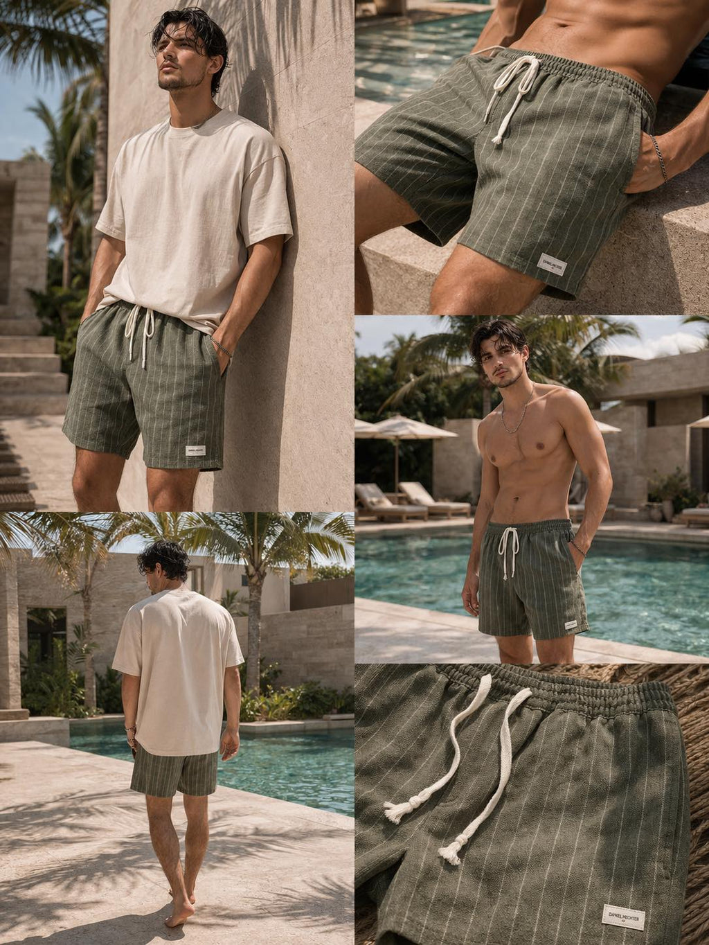 Мъжки къси панталони Elite Stripe Green SS26