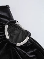 Дамска рокля Black Crystal FW 2026-Дамска дълга кадифена рокля Black Crystal 24'-Thedresscode