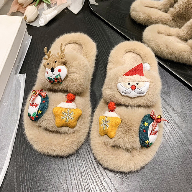 Дамски чехли Beige Christmas Mood FW 2026-Дамски чехли Beige Christmas Mood 24'-Thedresscode