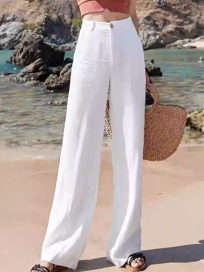Дамски ленен панталон White Horizon **SALE 25**-Thedresscode