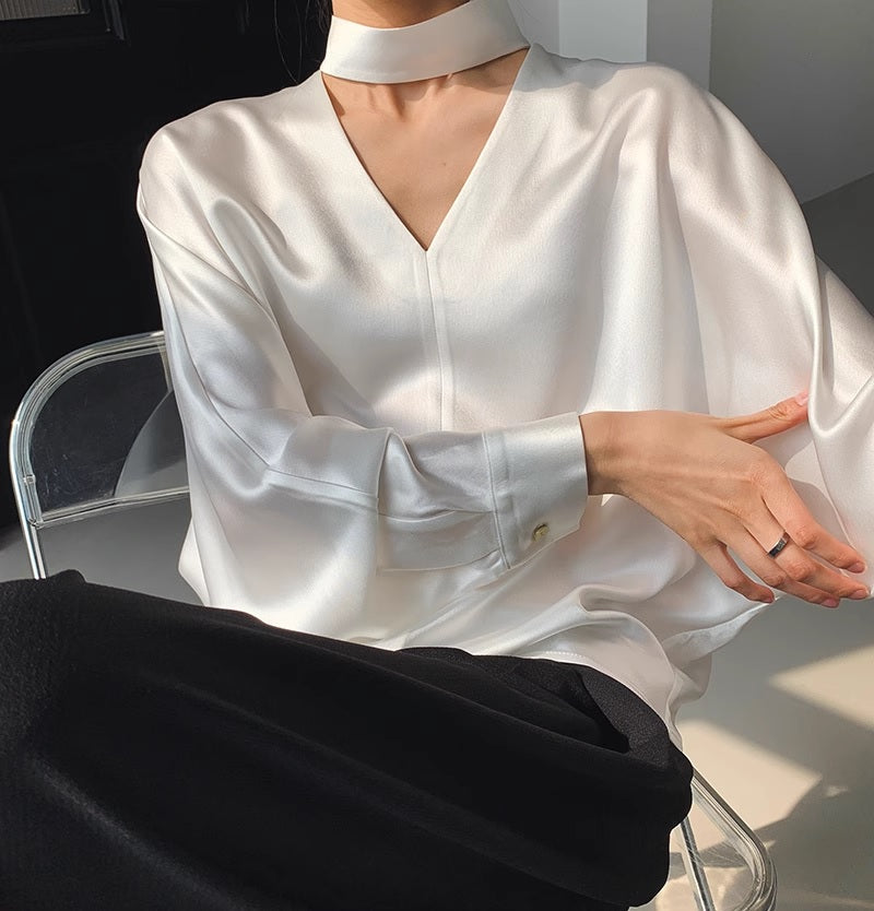 Дамска сатенена риза White Celin FW 2026-Дамска сатенена риза White Celin 24'-Thedresscode