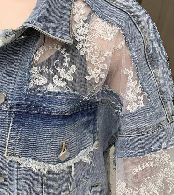 Дамско дънково яке Floral Embroidery FW 2026-Дамско дънково яке Floral Embroidery 24'-Thedresscode