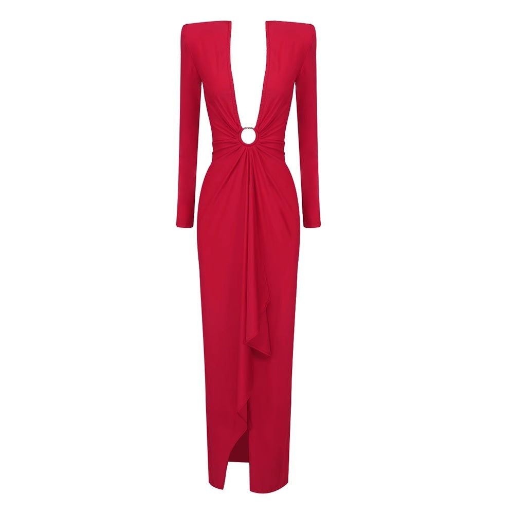 Дамска дълга рокля Red Classy 24'-Дамска дълга рокля Red Classy 24'-Thedresscode