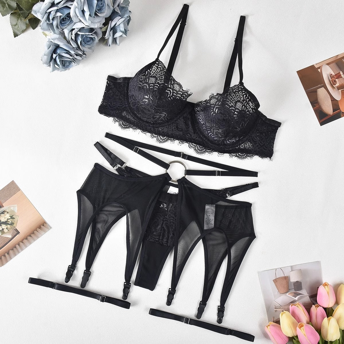 Дамско бельо от три части Black Lace SS25-Дамско бельо от три части Black Lace 24'-Thedresscode