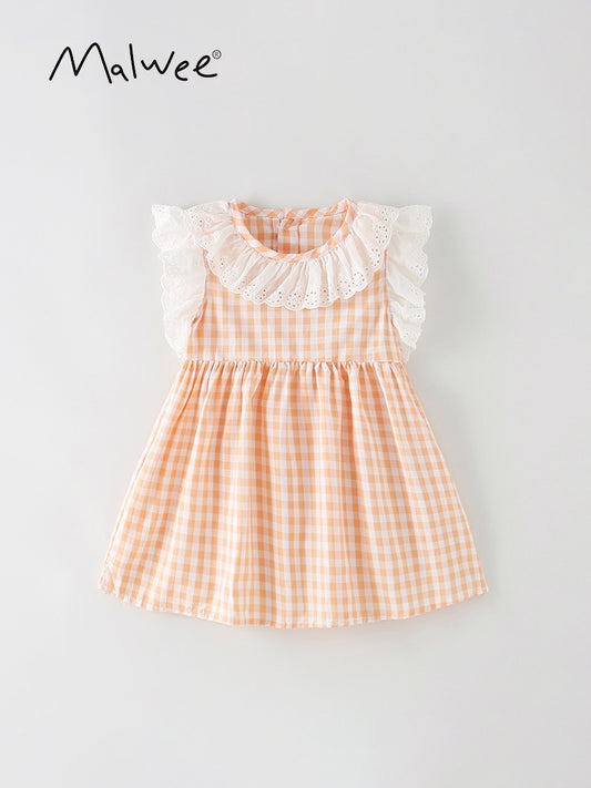 Детска рокля Orange Check 24'-Детска рокля Orange Check 24'-Thedresscode