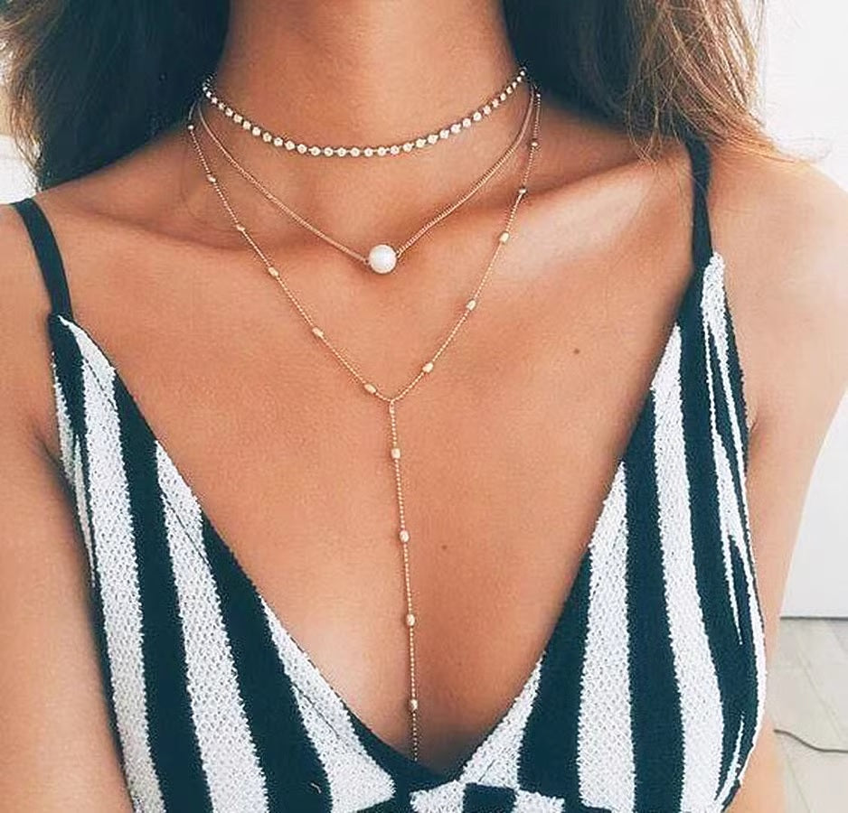 Дамско трислойно колие Pearl 24'-Дамско трислойно колие Pearl 24'-Thedresscode