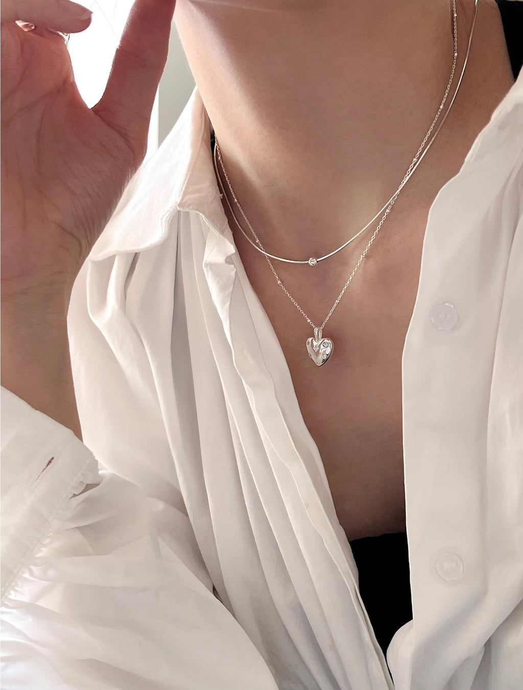 Дамско сребърно колие Diamond Heart 24'-Дамско сребърно колие Diamond Heart 24'-Thedresscode