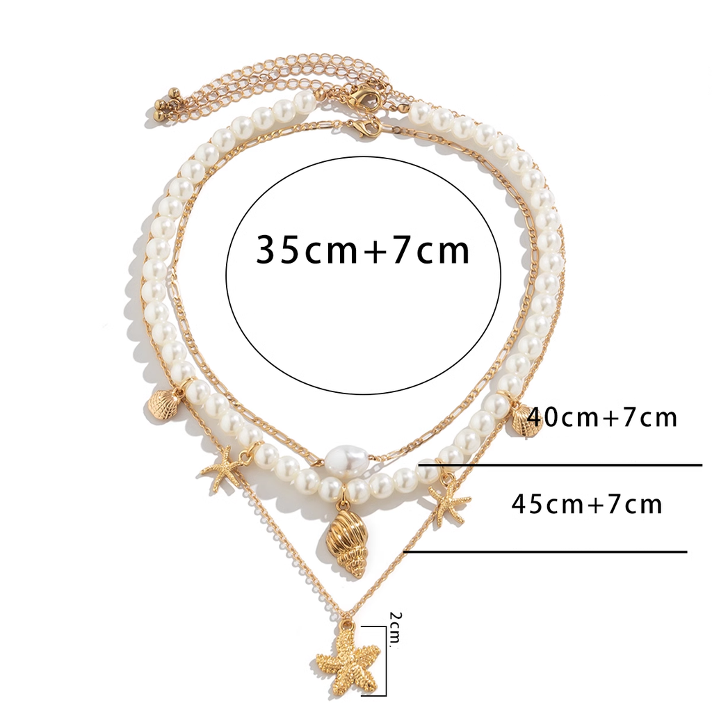 Дамско колие от 3 части Pearls & Starfish SS25-Thedresscode