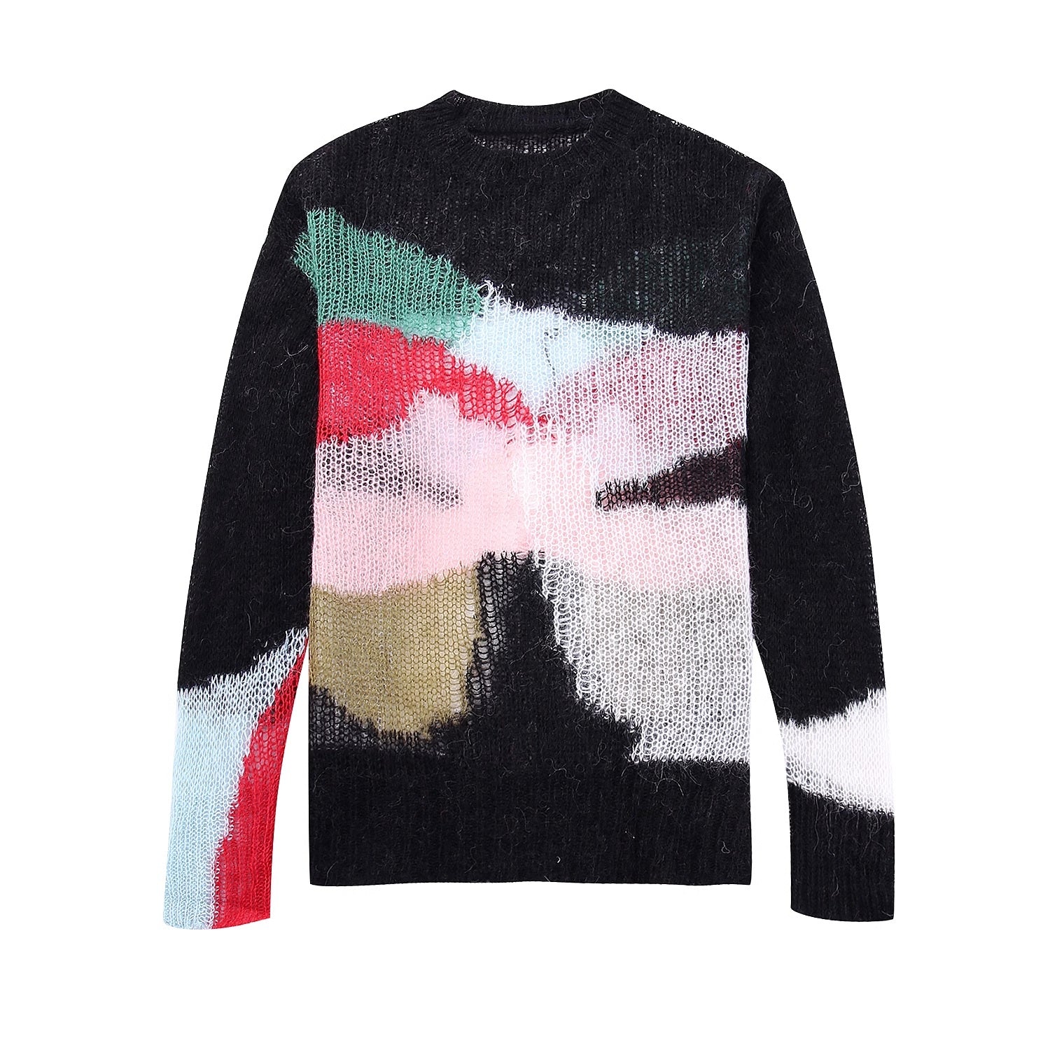 Плетен пуловер с цветен блок 23'-Плетен пуловер с цветен блок 23'-Thedresscode