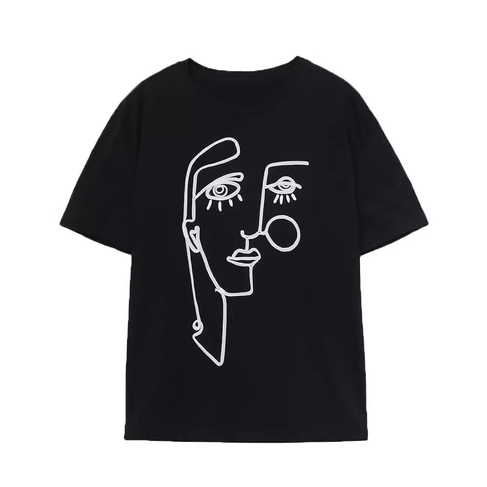 Дамска тениска Embroidered Face 24'-Дамска тениска Embroidered Face 24'-Thedresscode