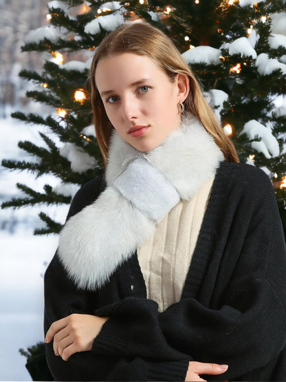 Дамски зимен шал от естествен косъм Fox 24'-Дамски зимен шал от естествен косъм Fox 24'-Thedresscode