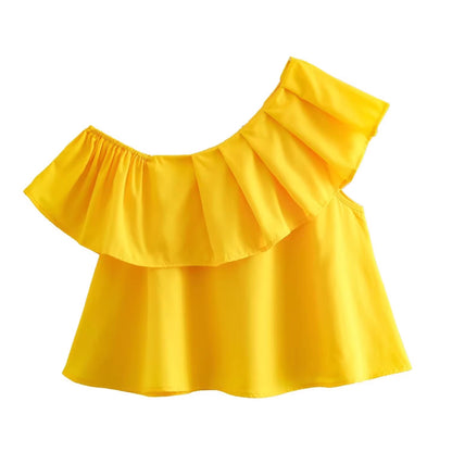 Дамски топ Yellow Ruffles 24'-Дамски топ Yellow Ruffles 24'-Thedresscode