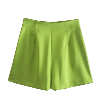 Дамски къси пола панталон Green Satin 24'-Дамски къси панталони Green Satin 24'-Thedresscode