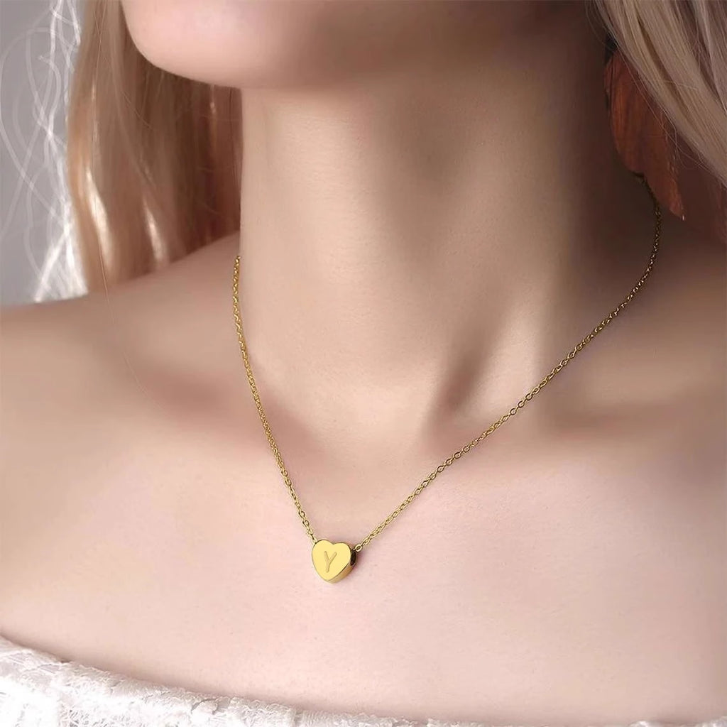 Дамско колие с буква Gold Heart 24'-Дамско колие с буква Gold Heart 24'-Thedresscode