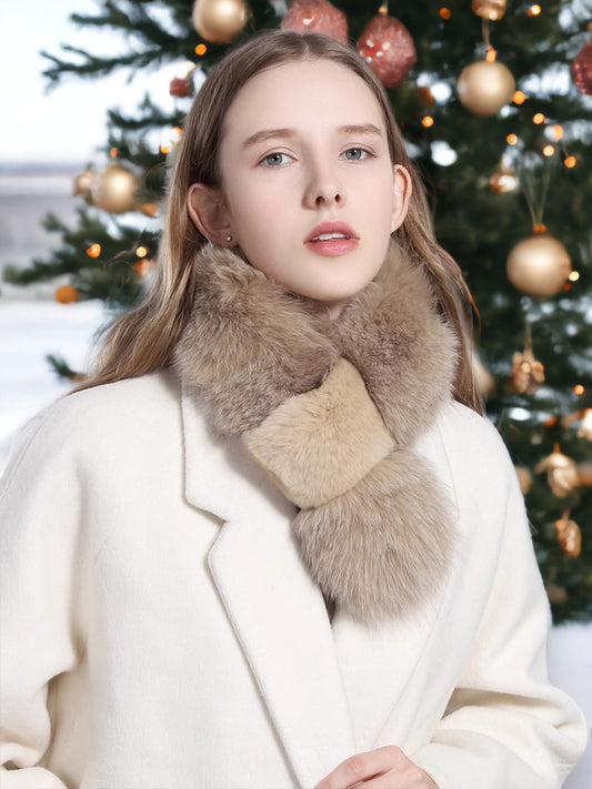 Дамски зимен шал от естествен косъм Fox 24'-Дамски зимен шал от естествен косъм Fox 24'-Thedresscode