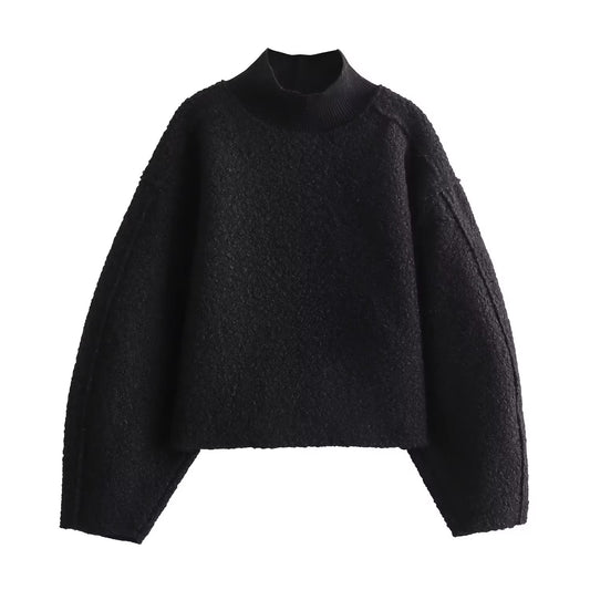 Дамски пуловер Black Bouclé 24'-Дамски пуловер Black Bouclé 24'-Thedresscode