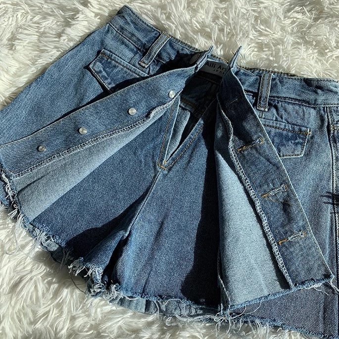 Дамски къси панталони/пола Denim Buttons 24'-Дамски къси панталони/пола Denim Buttons 24'-Thedresscode