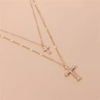 Дамско колие Double Golden Cross 24'-Дамско колие Double Golden Cross 24'-Thedresscode