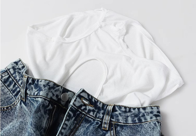 Дамски къси панталони Denim Wide Legs SS25-Clothing-Thedresscode