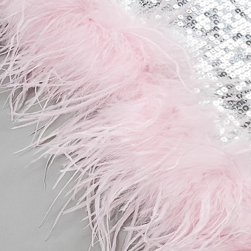 Мини рокля с пайети Pink Feathers 24'-Мини рокля с пайети Pink Feathers 24'-Thedresscode