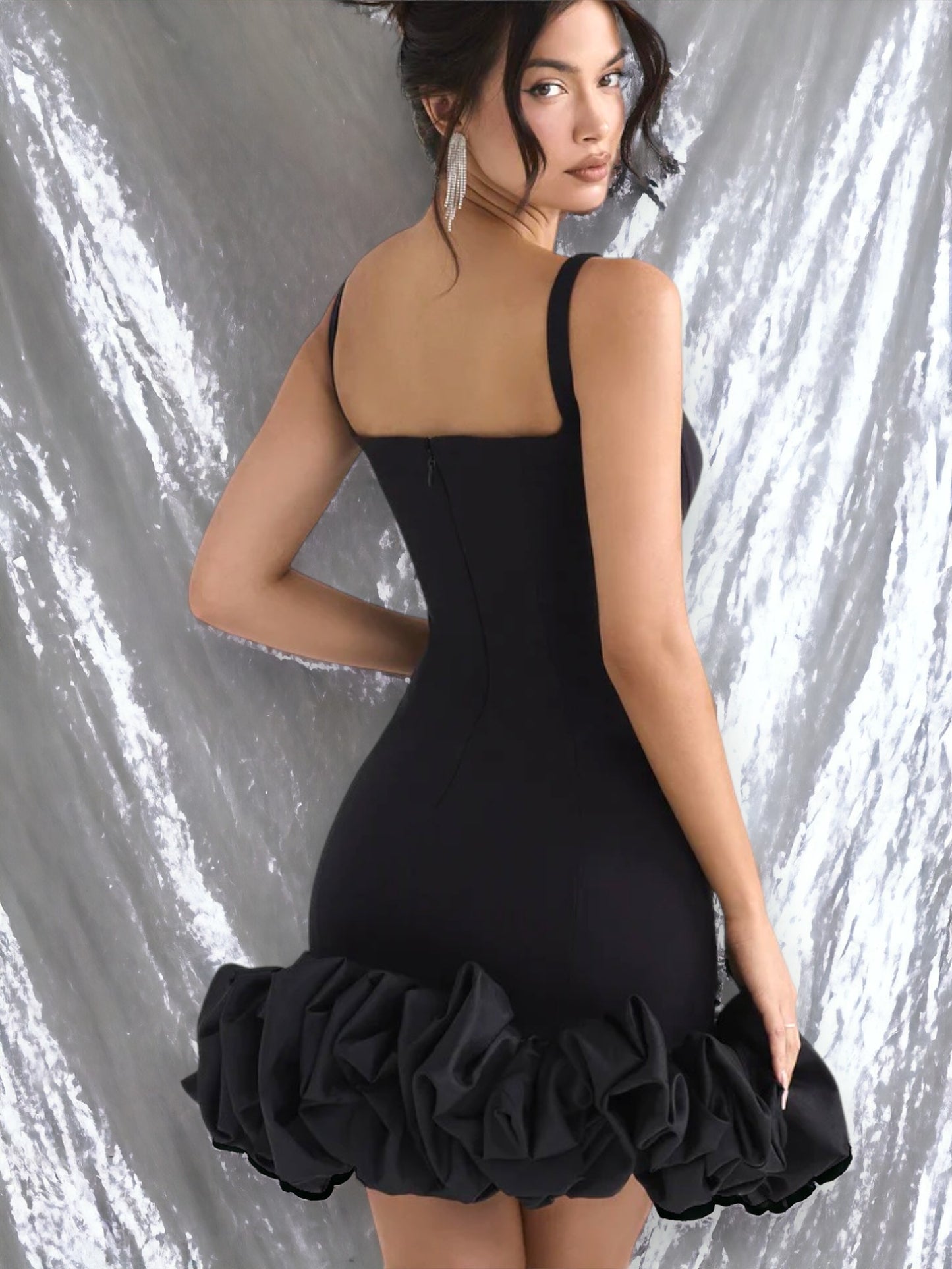 Дамска рокля Black Ruffle 24'-Дамска рокля Black Ruffle 24'-Thedresscode