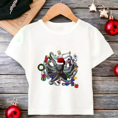 Детска тениска Christmas Octopus 24'-Детска тениска Christmas Octopus 24'-Thedresscode