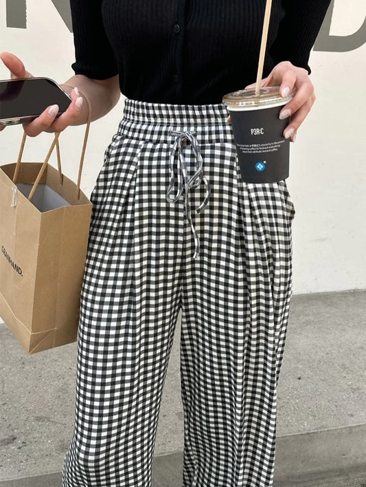 Дамски панталон Checkered White and Black 24'-Дамски панталон Checkered White and Black 24'-Thedresscode