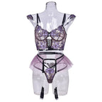 Дамски комплект Purple Vibe SS25-Дамски лилав комплект корсет+ колан с жартиери и бикини 24'-Thedresscode