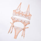 Дамски комплект бельо White Embroidered Flowers SS25-Дамски комплект бельо от 3 части White Embroidered Flowers 24'-Thedresscode