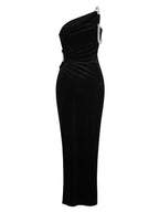 Дамска рокля Black Crystal FW 2026-Дамска дълга кадифена рокля Black Crystal 24'-Thedresscode