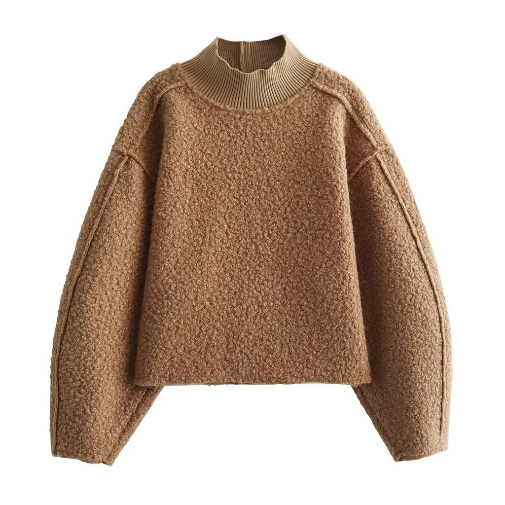 Дамски пуловер Brown Bouclé 24'-Дамски пуловер Brown Bouclé 24'-Thedresscode