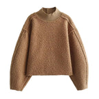 Дамски пуловер Brown Bouclé FW 2026-Дамски пуловер Brown Bouclé 24'-Thedresscode