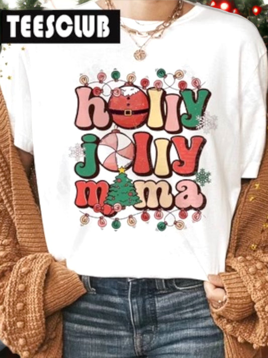 Семейни Коледни тениски Holly Jolly Mama 24'-Семейни Коледни тениски Holly Jolly Mama 24'-Thedresscode