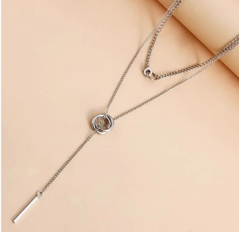 Дамско колие Silver Double Rings 24'-Дамско колие Silver Double Rings 24'-Thedresscode