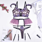 Дамски комплект Purple Vibe SS25-Дамски лилав комплект корсет+ колан с жартиери и бикини 24'-Thedresscode