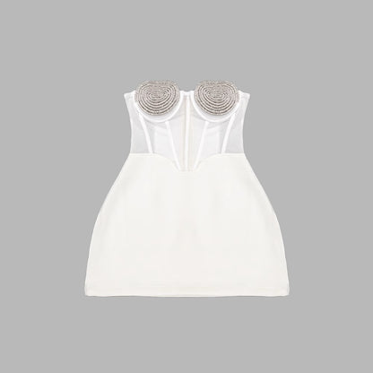 Бандажна дамска рокля White Crystal Heart 24'-Бандажна дамска рокля White Crystal Heart 24'-Thedresscode