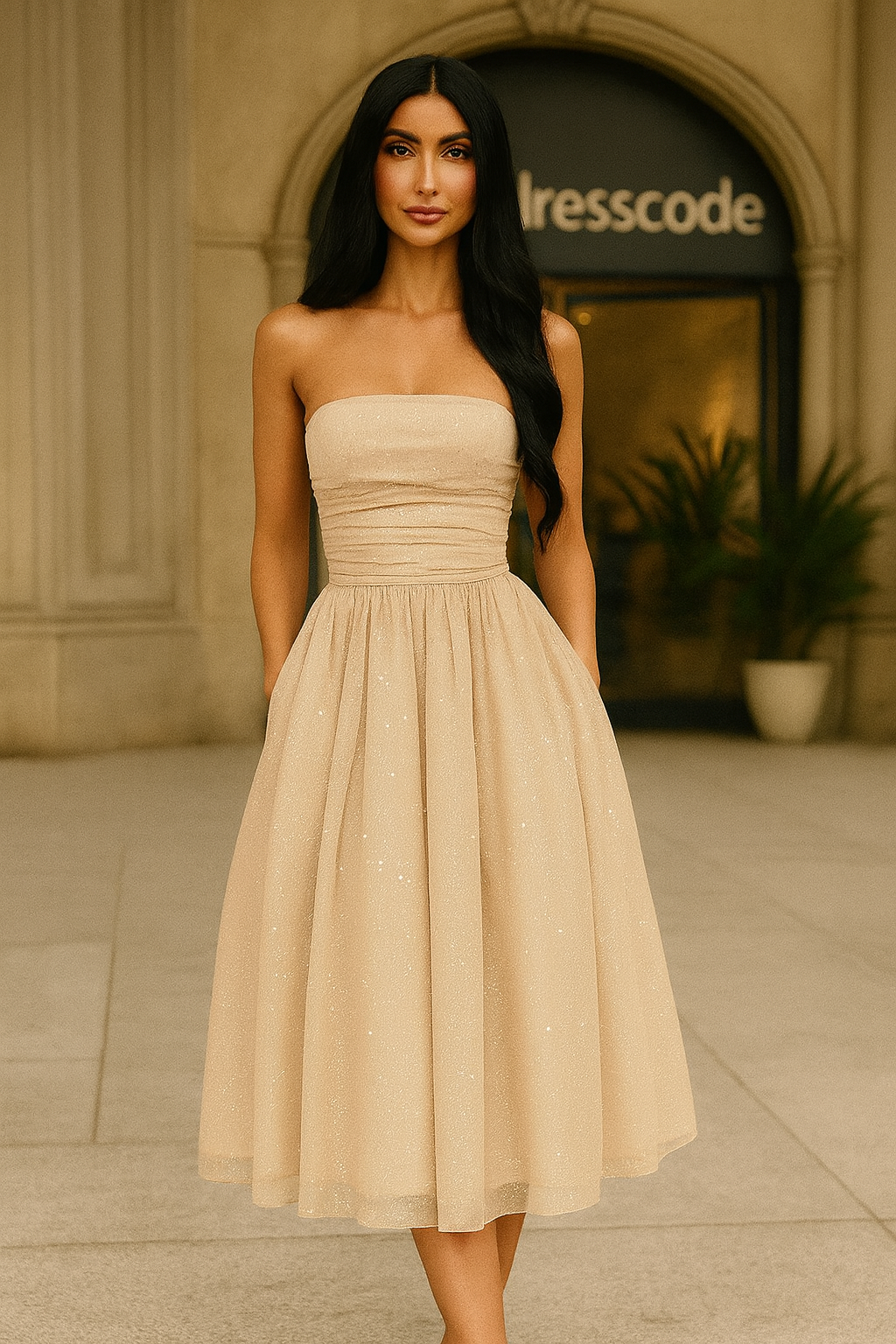 Дамска рокля Golden Starlight Gown **SALE 25**