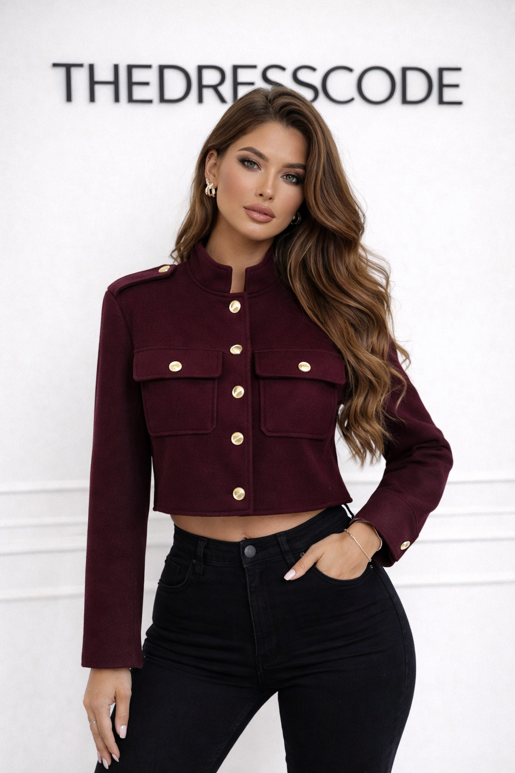 Дамско яке Burgundy Military SS27